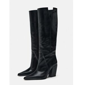 ZARA Knee high black boots size 8